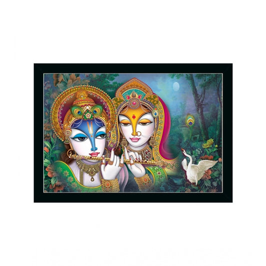 Amfyn Radha Krishna Painting with Synthetic Photo Frame (Multicolor)
