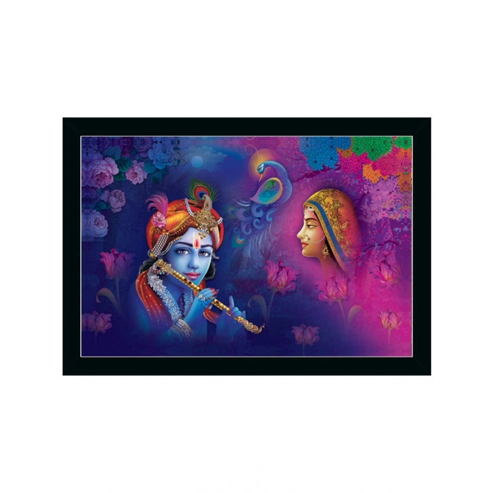 Amfyn Radha Krishna Painting with Synthetic Photo Frame (Multicolor)
