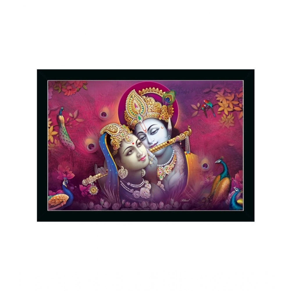 Amfyn Radha Krishna Painting with Synthetic Photo Frame (Multicolor)