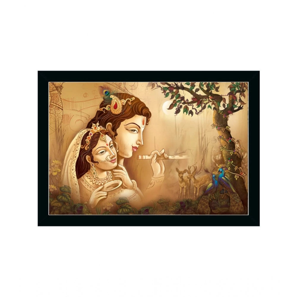 Amfyn Radha Krishna Painting with Synthetic Photo Frame (Multicolor)