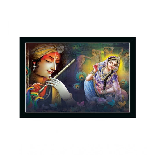 Amfyn Radha Krishna Painting with Synthetic Photo Frame (Multicolor)