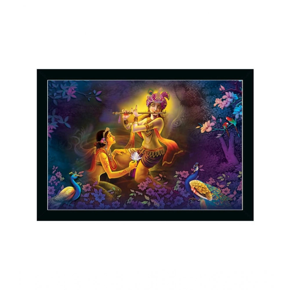 Amfyn Radha Krishna Painting with Synthetic Photo Frame (Multicolor)