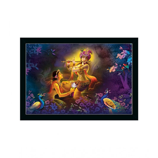 Amfyn Radha Krishna Painting with Synthetic Photo Frame (Multicolor)