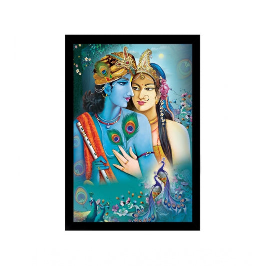 Amfyn Radha Krishna Painting with Synthetic Photo Frame (Multicolor)