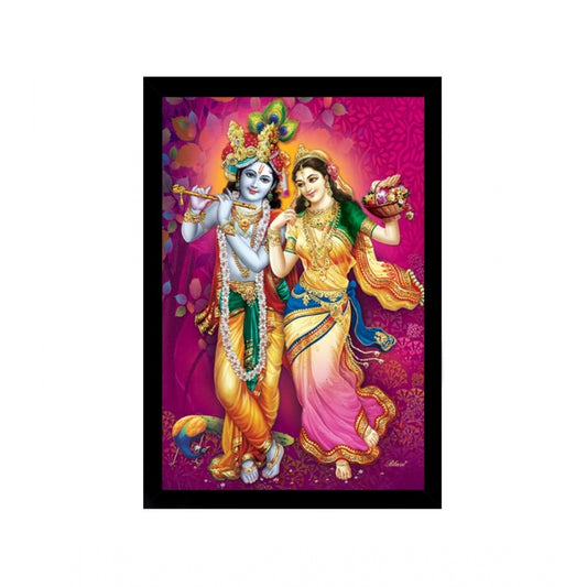 Amfyn Radha Krishna Painting with Synthetic Photo Frame (Multicolor)