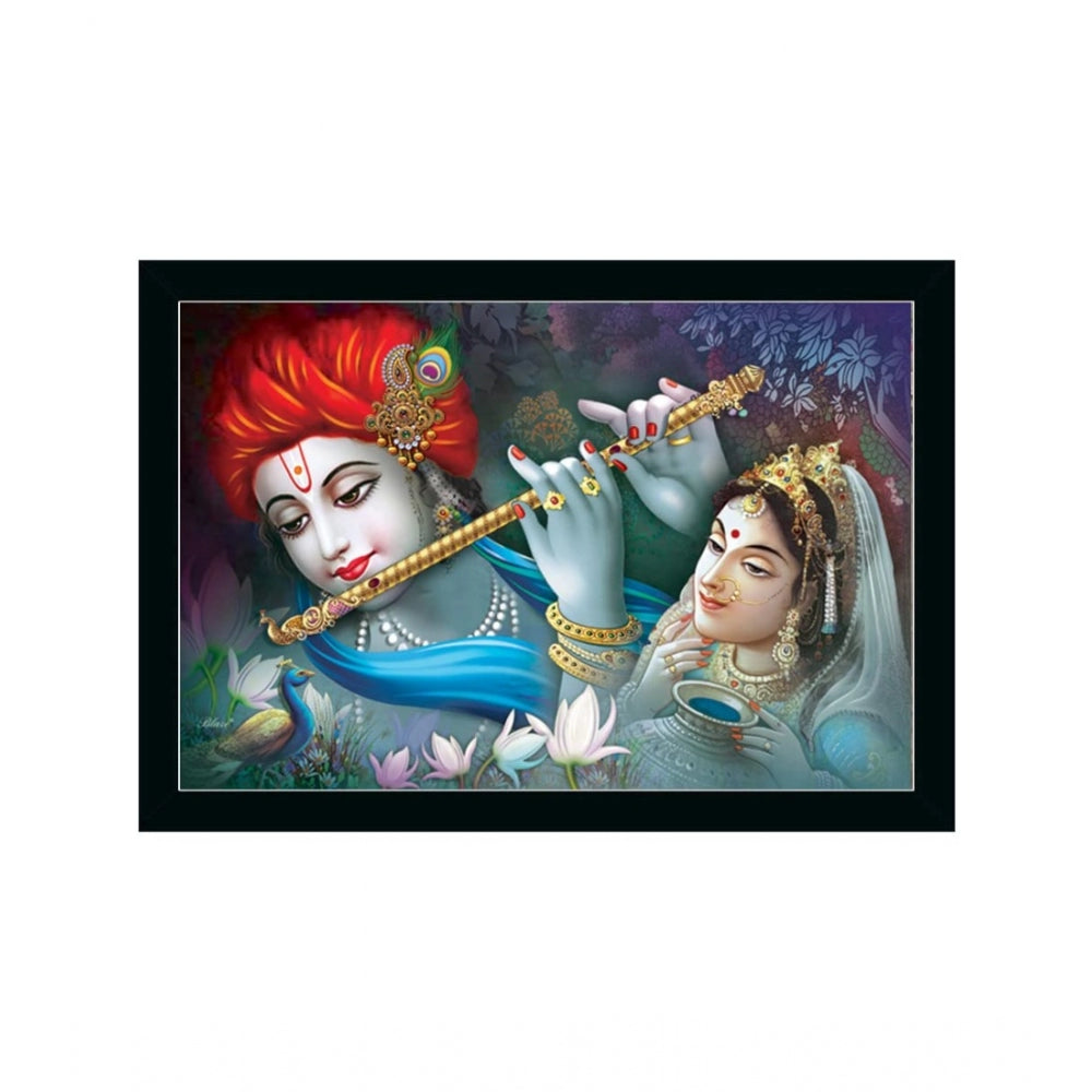 Amfyn Radha Krishna Painting with Synthetic Photo Frame (Multicolor)