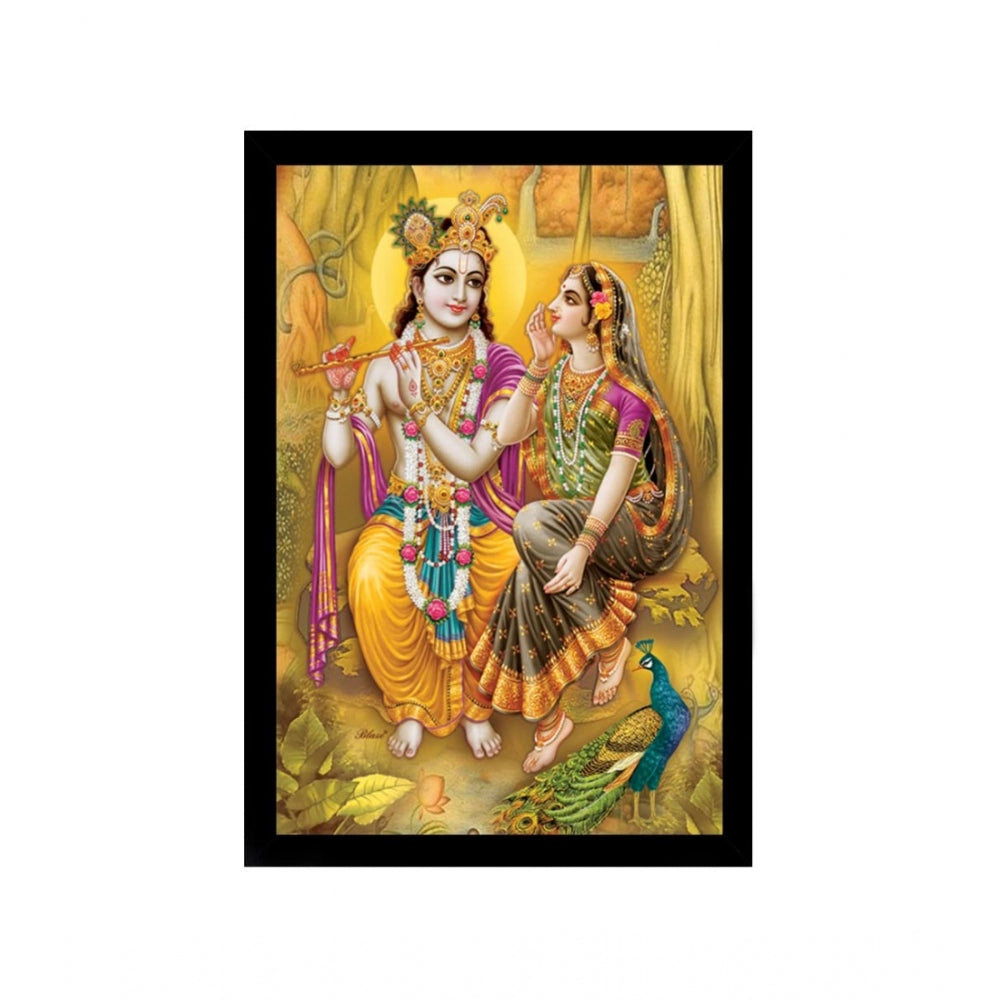 Amfyn Radha Krishna Painting with Synthetic Photo Frame (Multicolor)