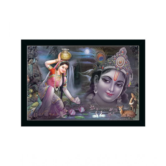 Amfyn Radha Krishna Painting with Synthetic Photo Frame (Multicolor)