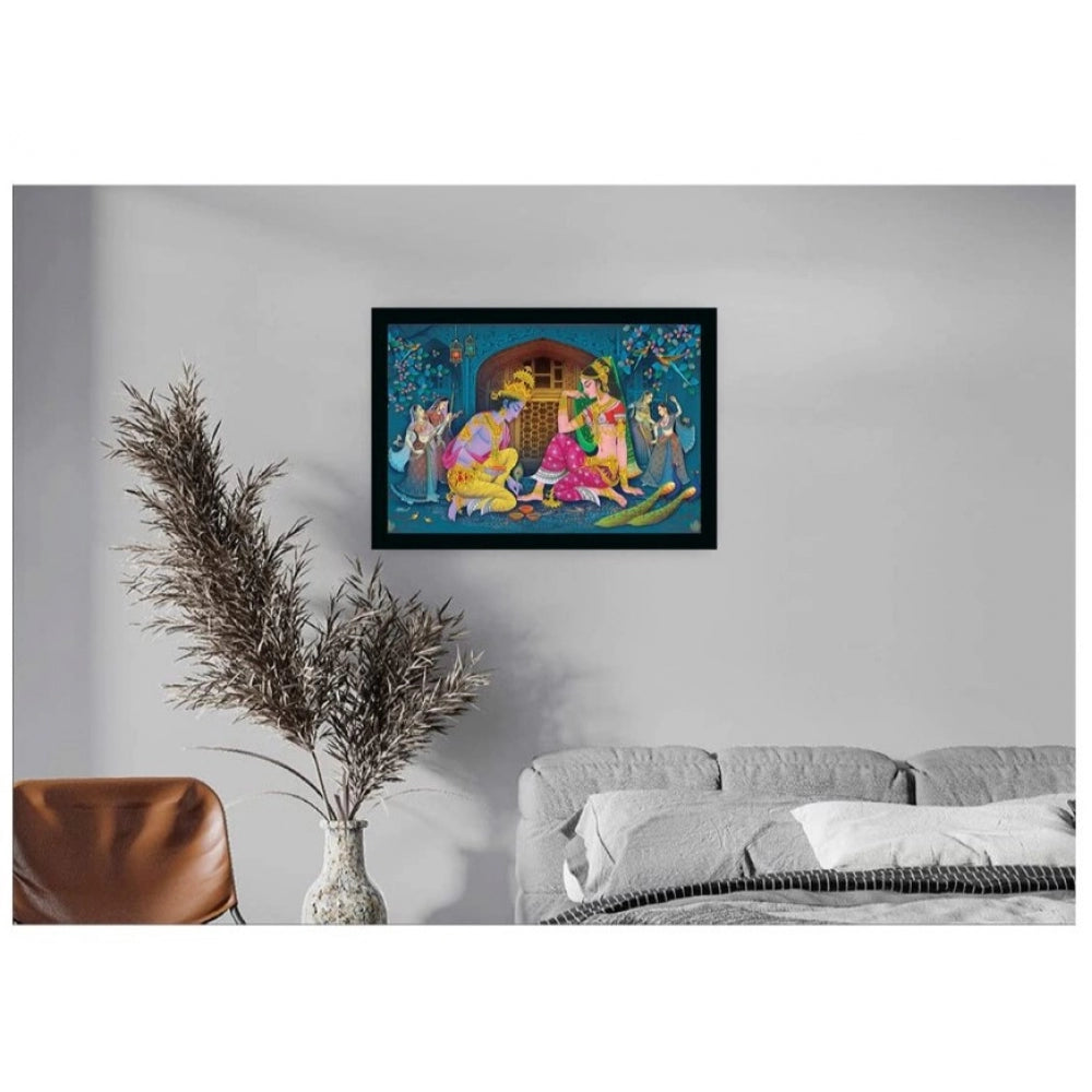Amfyn Radha Krishna Painting with Synthetic Photo Frame (Multicolor)