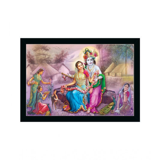 Amfyn Radha Krishna Painting with Synthetic Photo Frame (Multicolor)