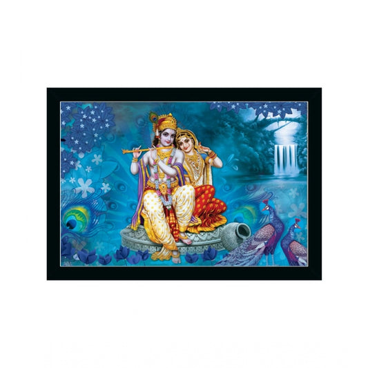 Amfyn Radha Krishna Painting with Synthetic Photo Frame (Multicolor)