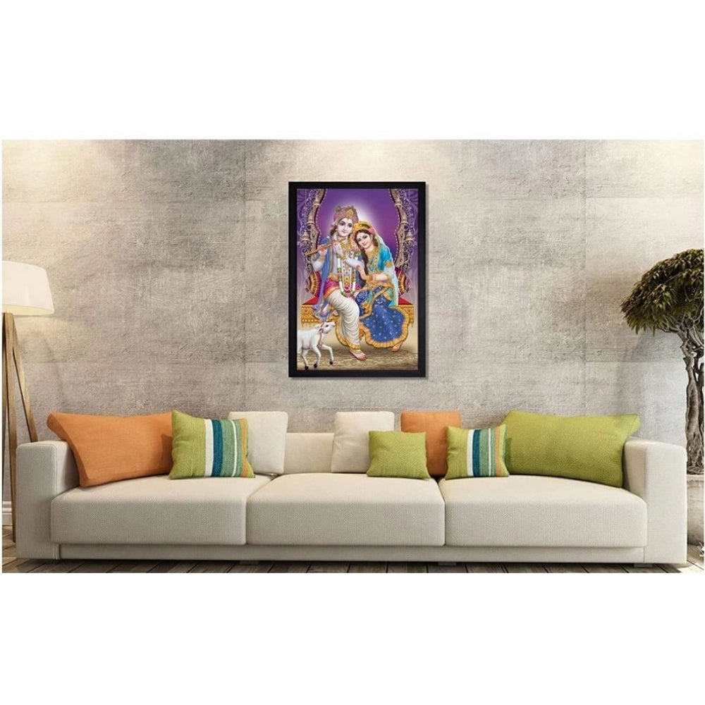 Amfyn Radha Krishna Painting with Synthetic Photo Frame (Multicolor)
