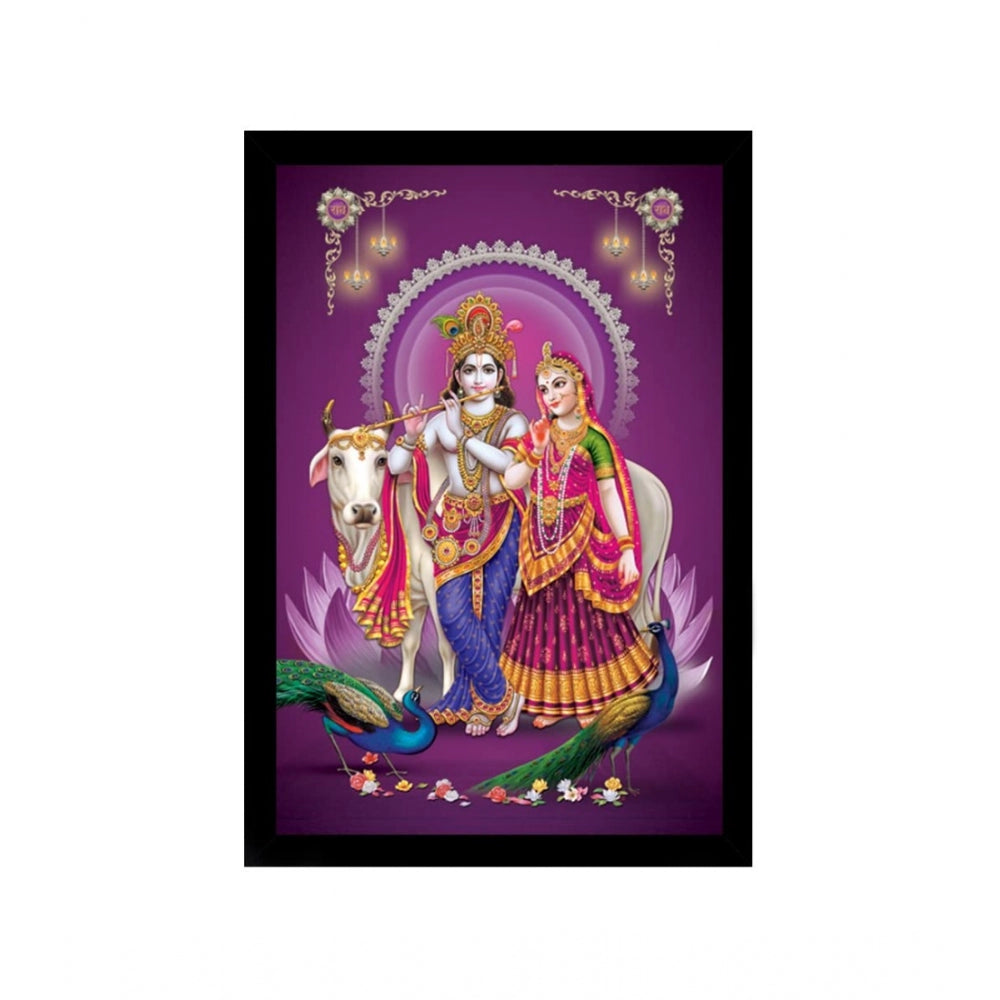 Amfyn Radha Krishna Painting with Synthetic Photo Frame (Multicolor)