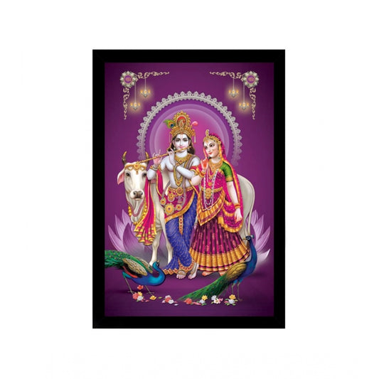 Amfyn Radha Krishna Painting with Synthetic Photo Frame (Multicolor)