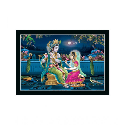 Amfyn Radha Krishna Painting with Synthetic Photo Frame (Multicolor)
