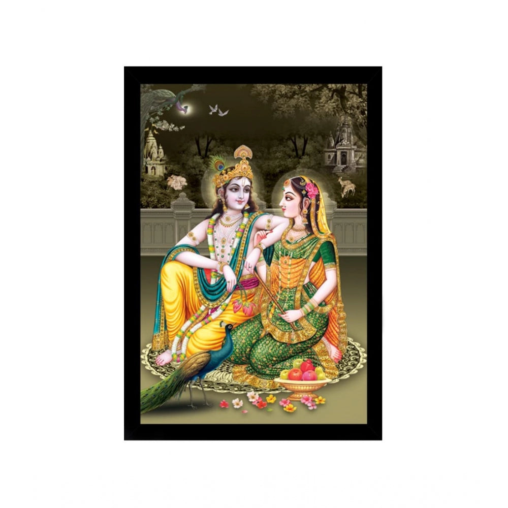 Amfyn Radha Krishna Painting with Synthetic Photo Frame (Multicolor)