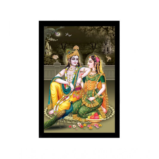 Amfyn Radha Krishna Painting with Synthetic Photo Frame (Multicolor)