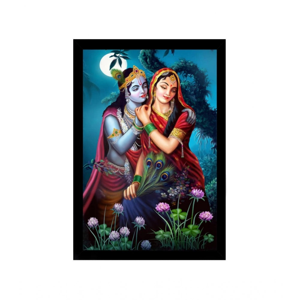 Amfyn Radha Krishna Painting with Synthetic Photo Frame (Multicolor)