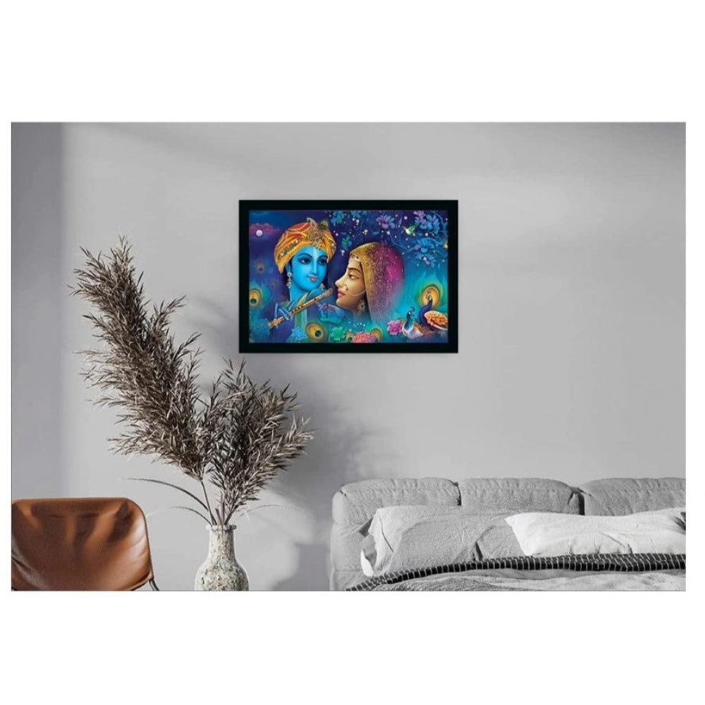Amfyn Radha Krishna Painting with Synthetic Photo Frame (Multicolor)