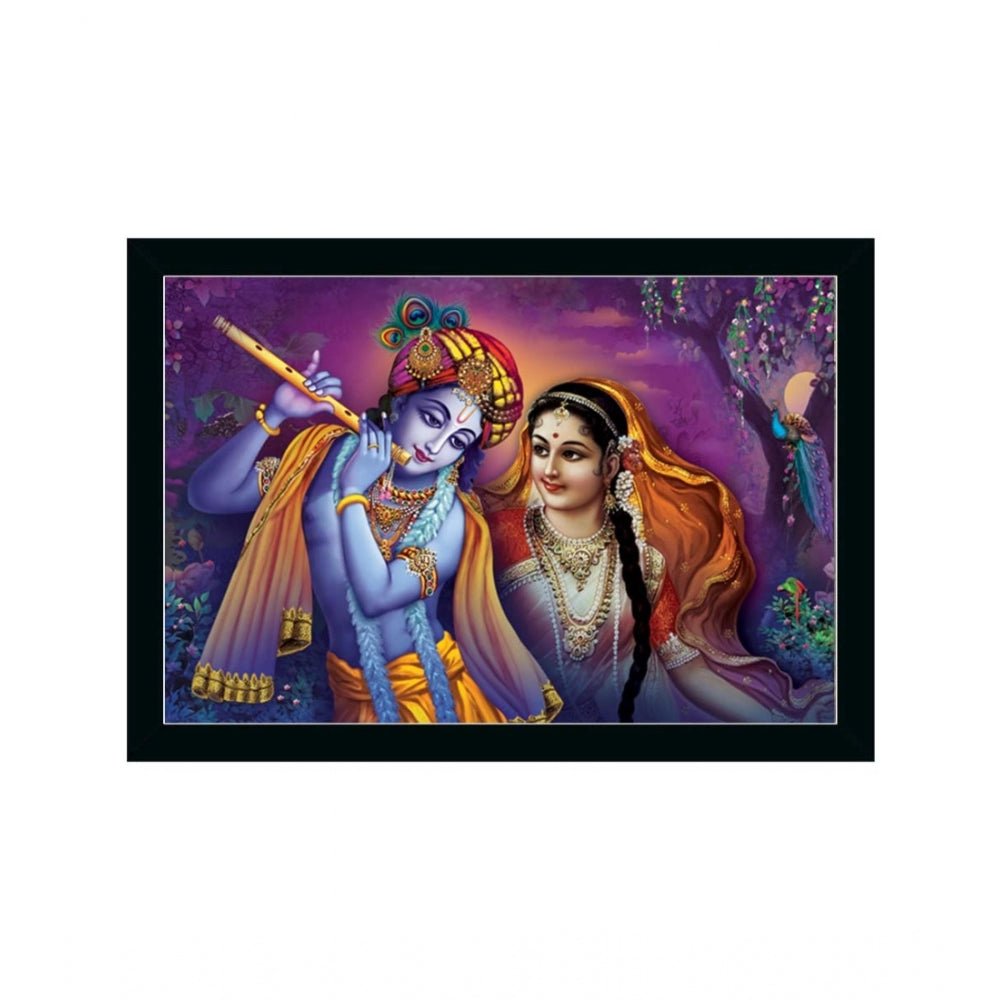 Amfyn Radha Krishna Painting with Synthetic Photo Frame (Multicolor)