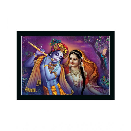 Amfyn Radha Krishna Painting with Synthetic Photo Frame (Multicolor)