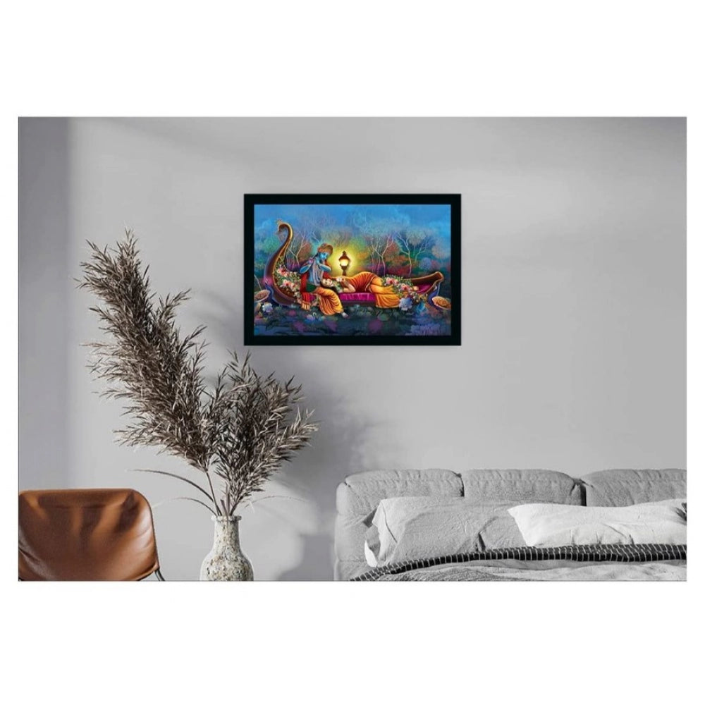 Amfyn Radha Krishna Painting with Synthetic Photo Frame (Multicolor)