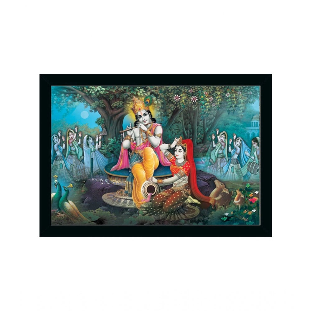 Amfyn Radha Krishna Painting with Synthetic Photo Frame (Multicolor)