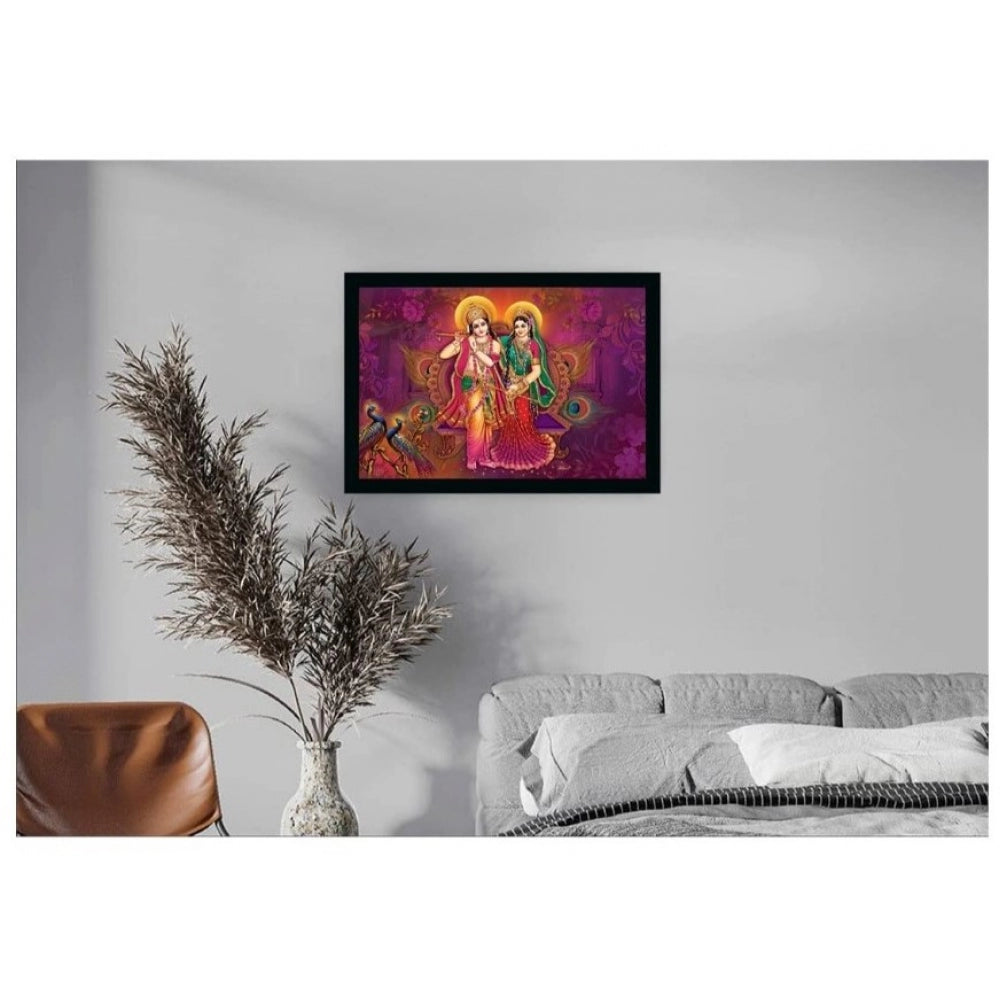 Amfyn Radha Krishna Painting with Synthetic Photo Frame (Multicolor)