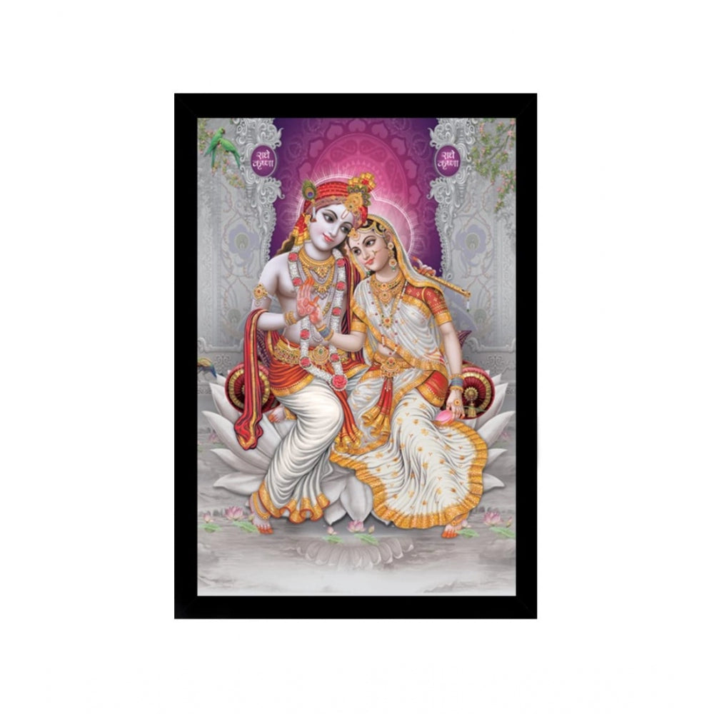 Amfyn Radha Krishna Painting with Synthetic Photo Frame (Multicolor)