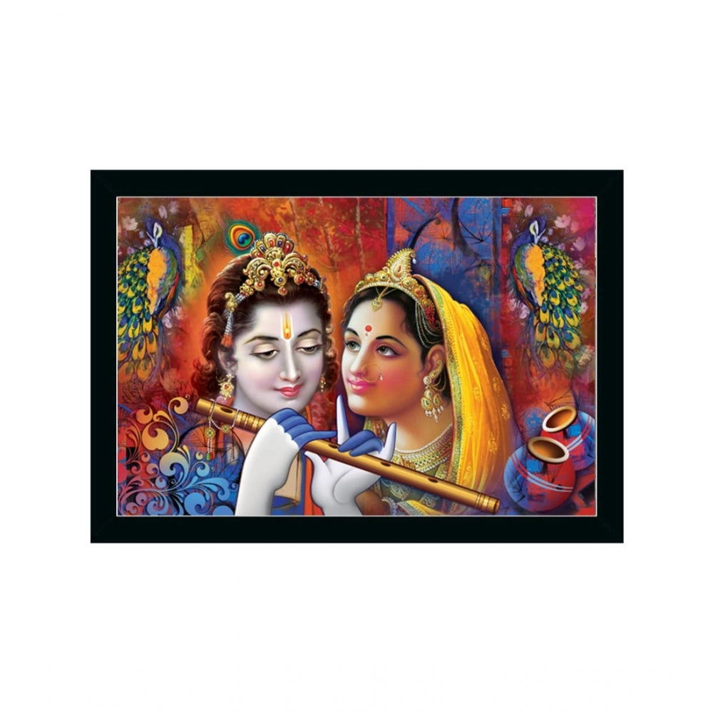 Amfyn Radha Krishna Painting with Synthetic Photo Frame (Multicolor)
