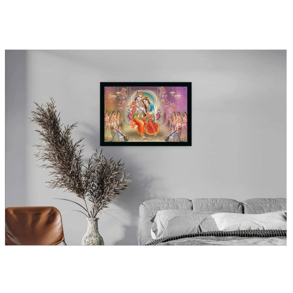 Amfyn Radha Krishna Painting with Synthetic Photo Frame (Multicolor)