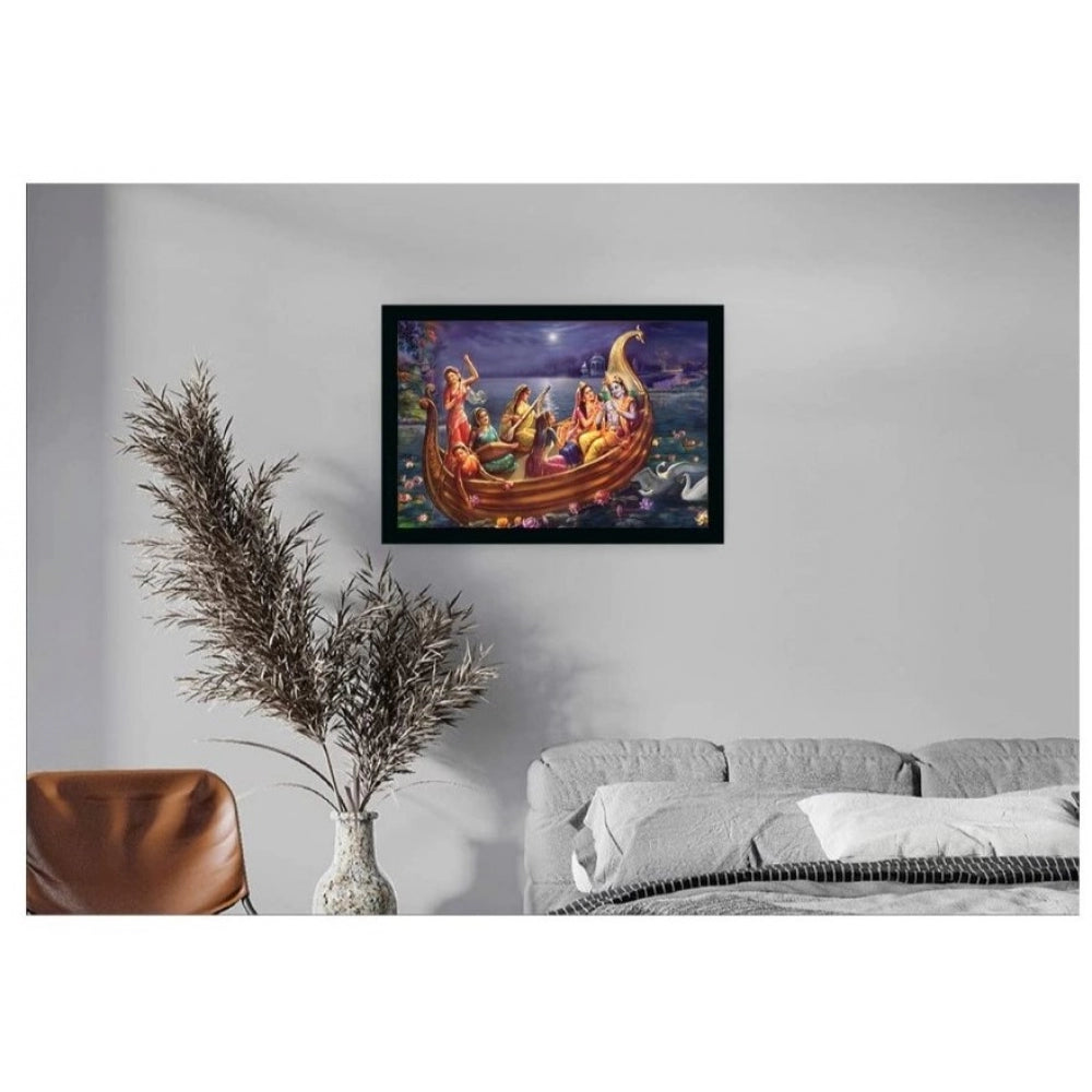 Amfyn Radha Krishna Painting with Synthetic Photo Frame (Multicolor)