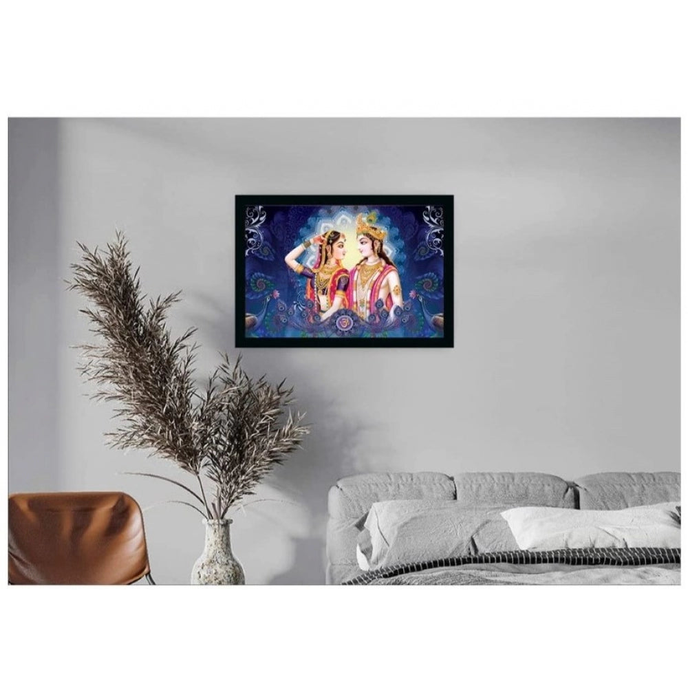 Amfyn Radha Krishna Painting with Synthetic Photo Frame (Multicolor)