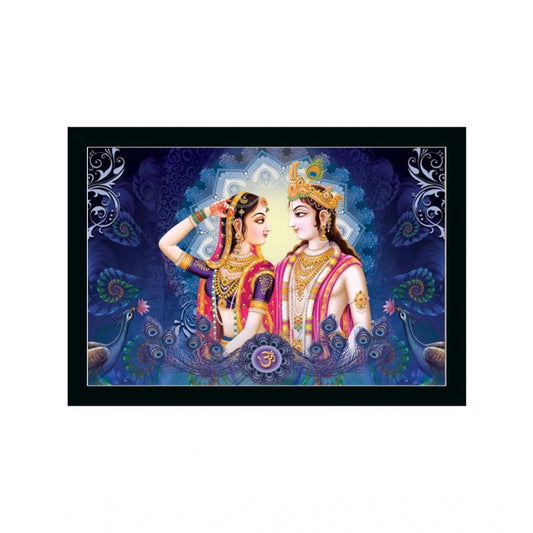 Amfyn Radha Krishna Painting with Synthetic Photo Frame (Multicolor)