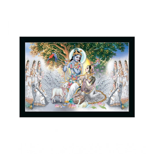 Amfyn Radha Krishna Painting with Synthetic Photo Frame (Multicolor)