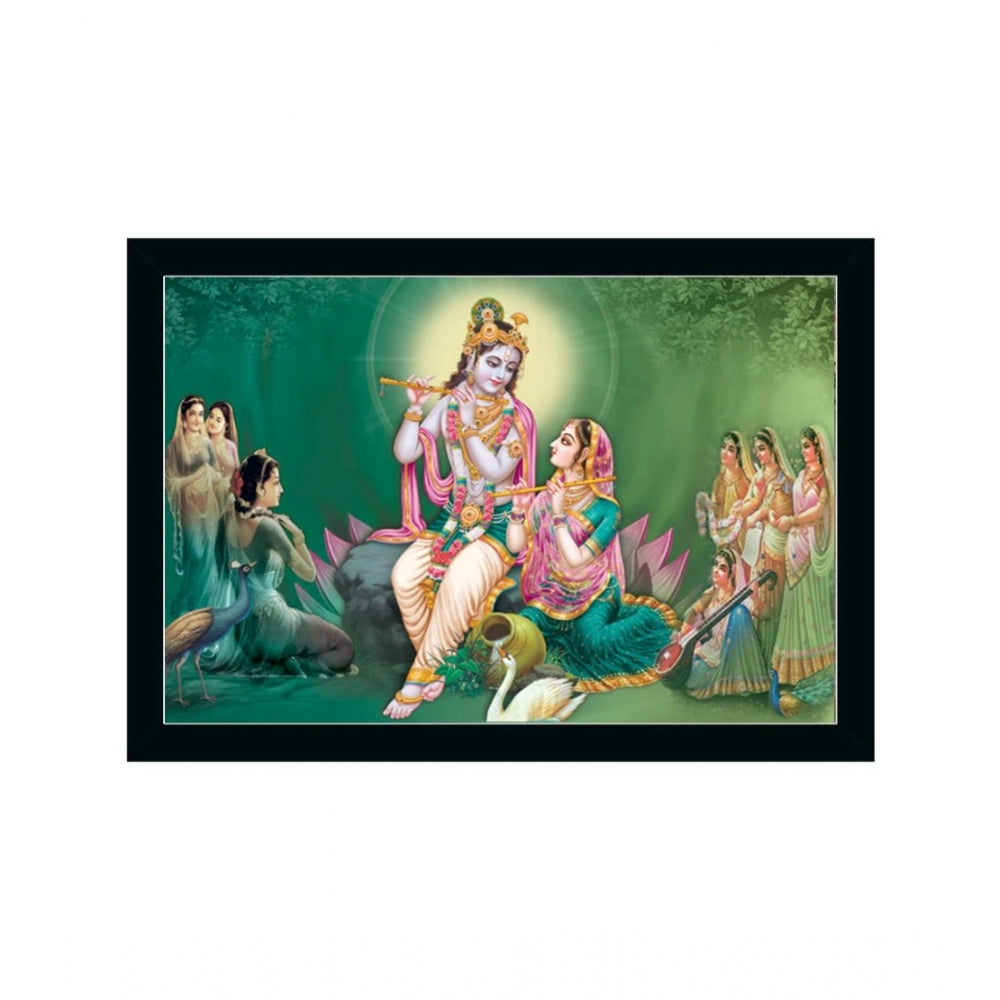 Amfyn Radha Krishna Painting with Synthetic Photo Frame (Multicolor)