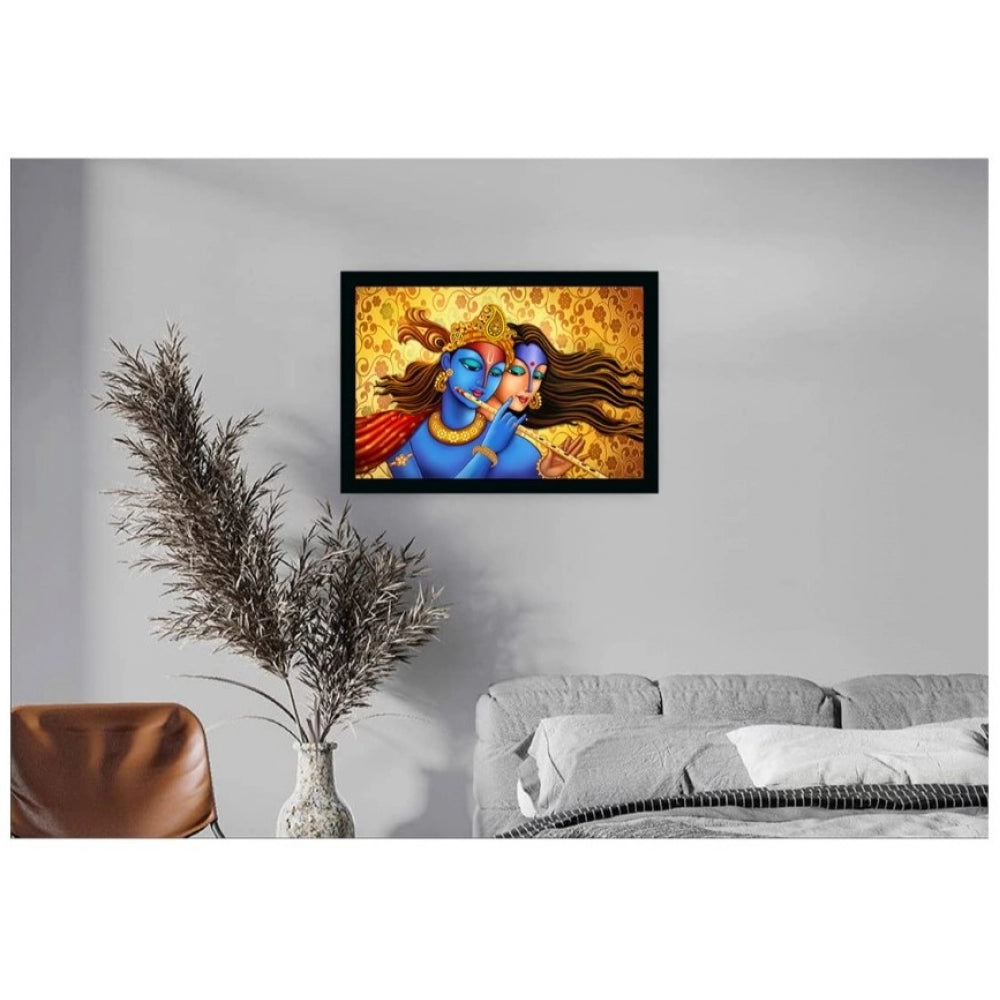 Amfyn Radha Krishna Painting with Synthetic Photo Frame (Multicolor)