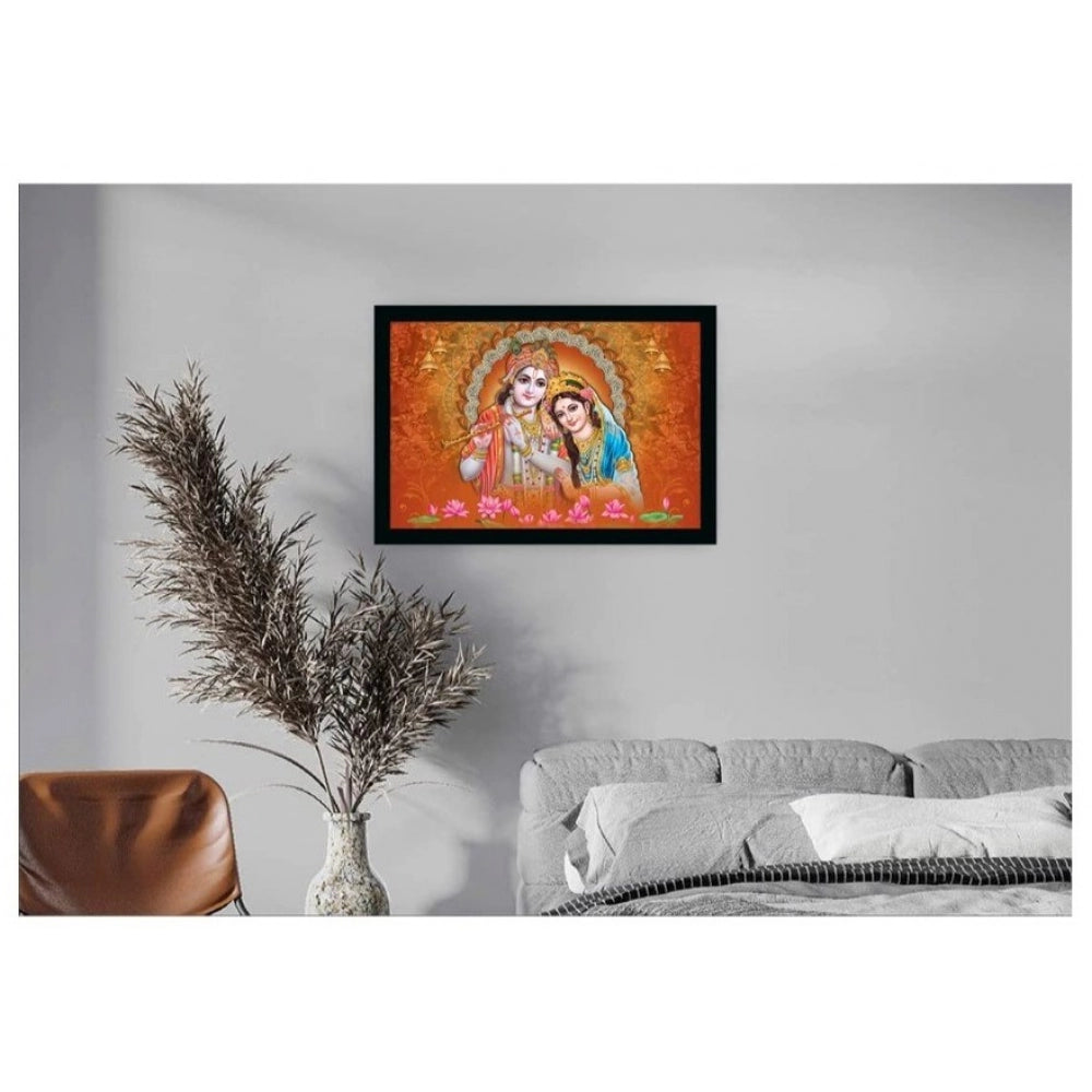 Amfyn Radha Krishna Painting with Synthetic Photo Frame (Multicolor)