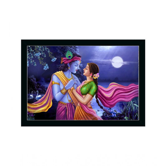 Amfyn Radha Krishna Painting with Synthetic Photo Frame (Multicolor)