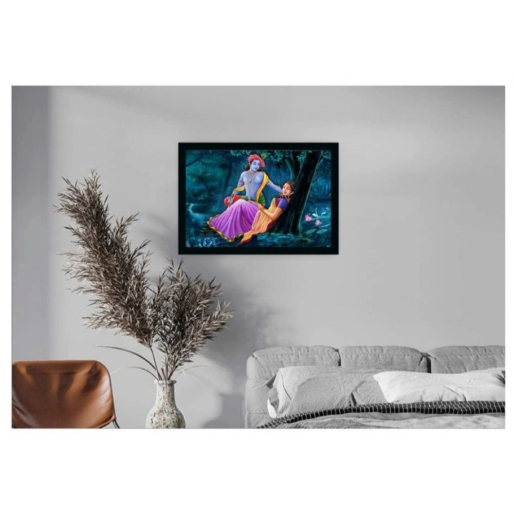 Fashion Radha Krishna Painting with Synthetic Photo Frame (Multicolor)