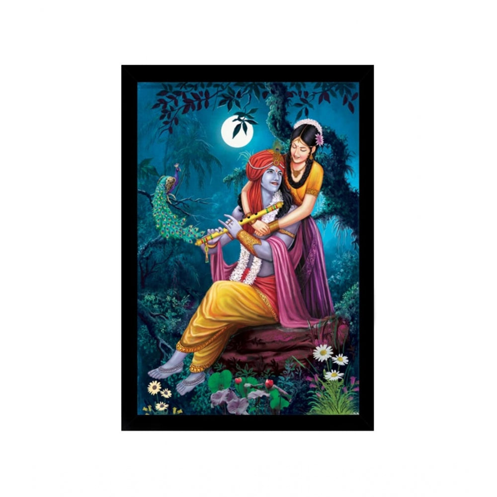 Fashion Radha Krishna Painting with Synthetic Photo Frame (Multicolor)