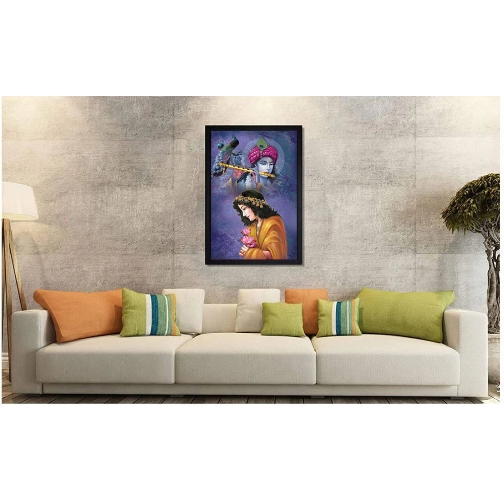 Fashion Radha Krishna Painting with Synthetic Photo Frame (Multicolor)