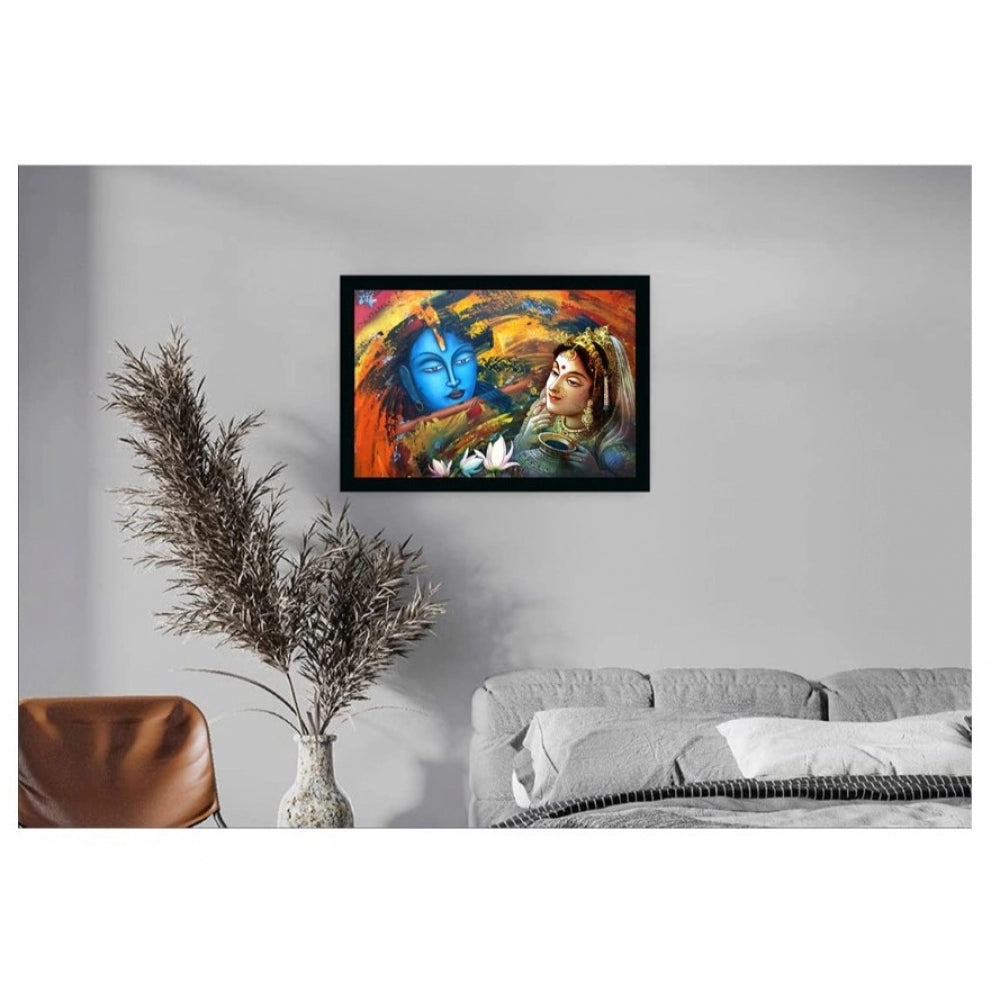 Fashion Radha Krishna Painting with Synthetic Photo Frame (Multicolor)