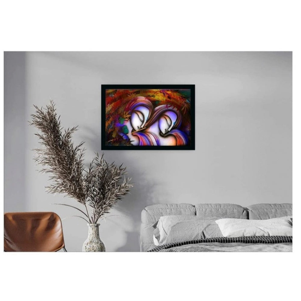 Fashion Radha Krishna Painting with Synthetic Photo Frame (Multicolor)