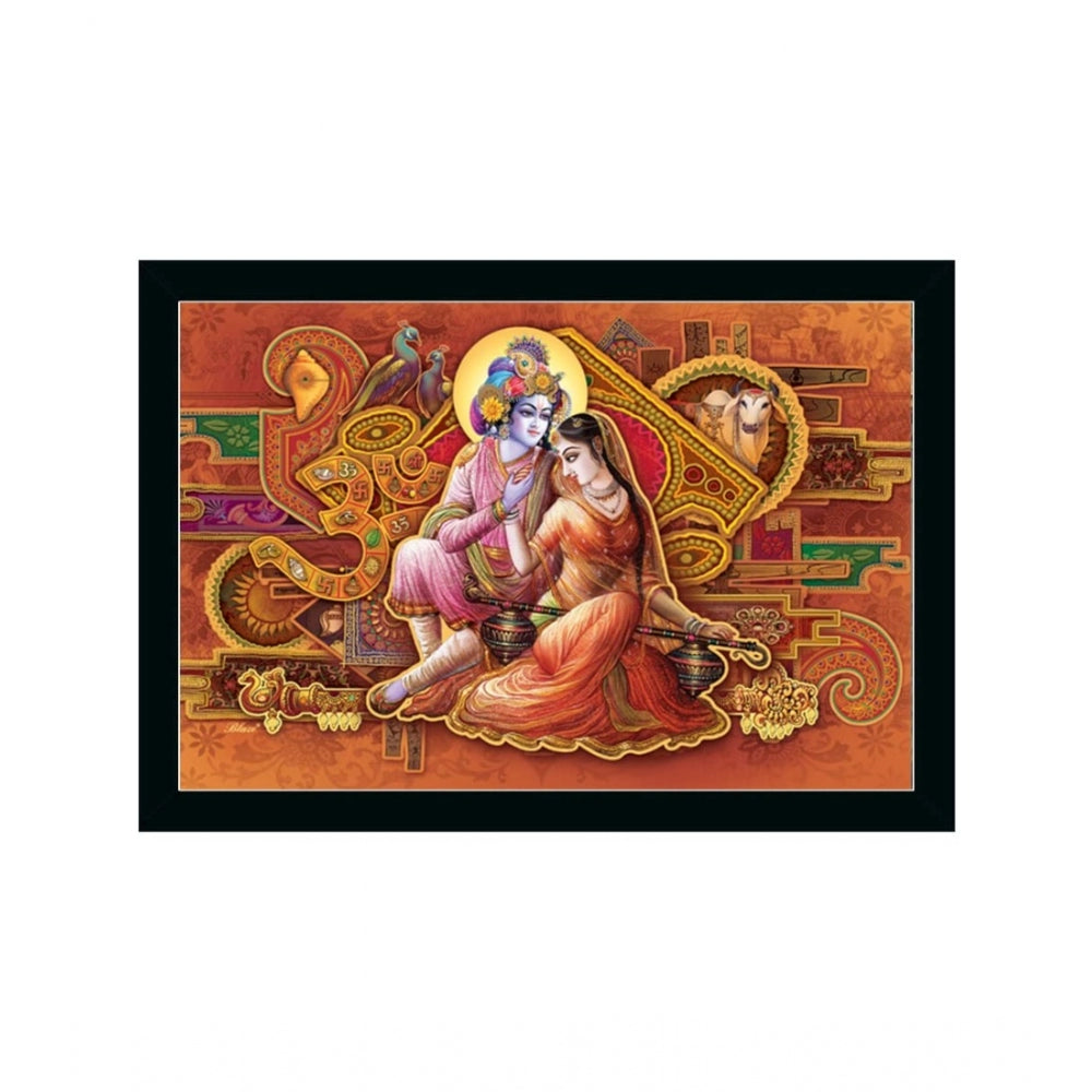 Fashion Radha Krishna Painting with Synthetic Photo Frame (Multicolor)