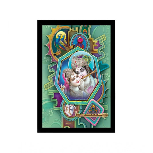 Fashion Radha Krishna Painting with Synthetic Photo Frame (Multicolor)