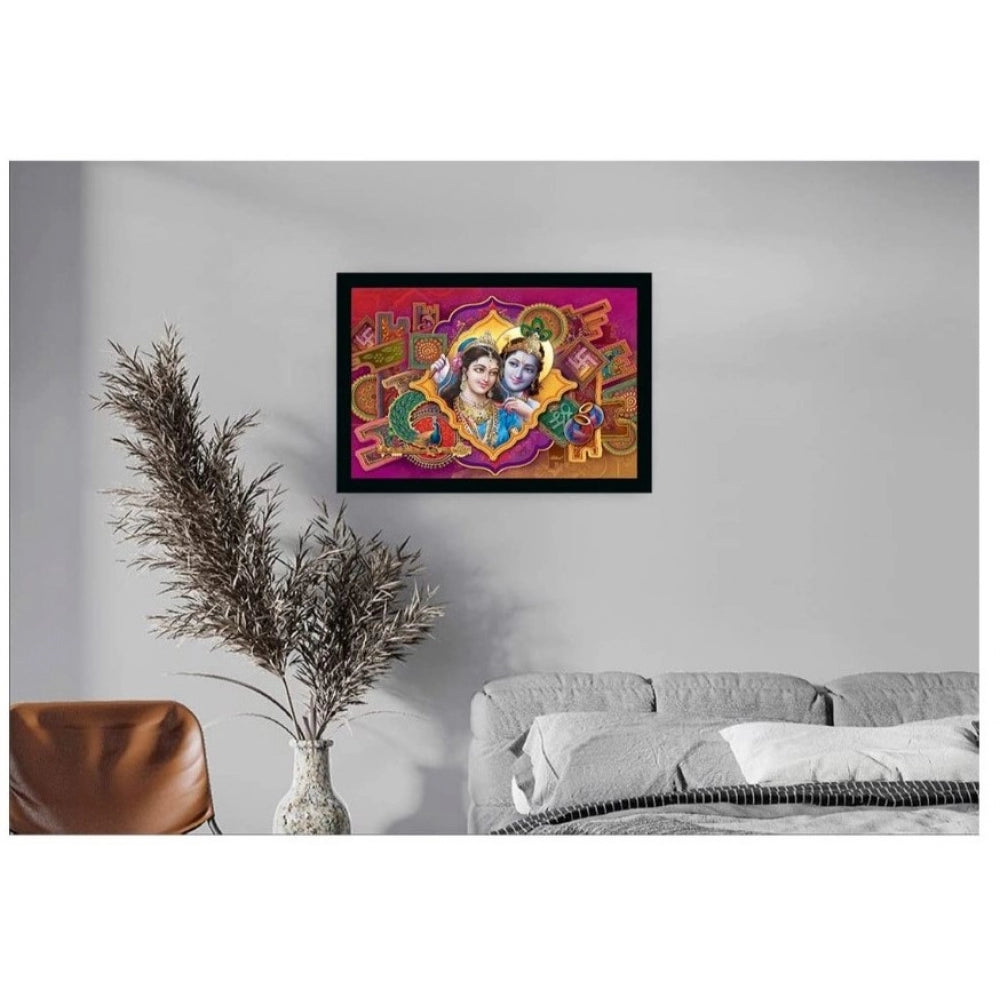 Fashion Beautiful Radha Krishna Vinyl Sparkle Coated with Synthetic Photo Frame (Multicolor)