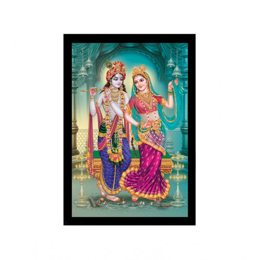 Fashion Radha Krishna Painting with Synthetic Photo Frame (Multicolor)