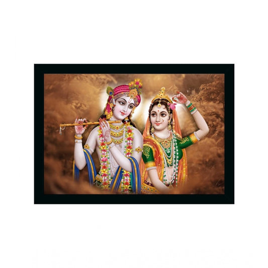 Amfyn Radha Krishna Painting Vinyl Sparkle Coated with Synthetic Photo Frame (Multicolor)