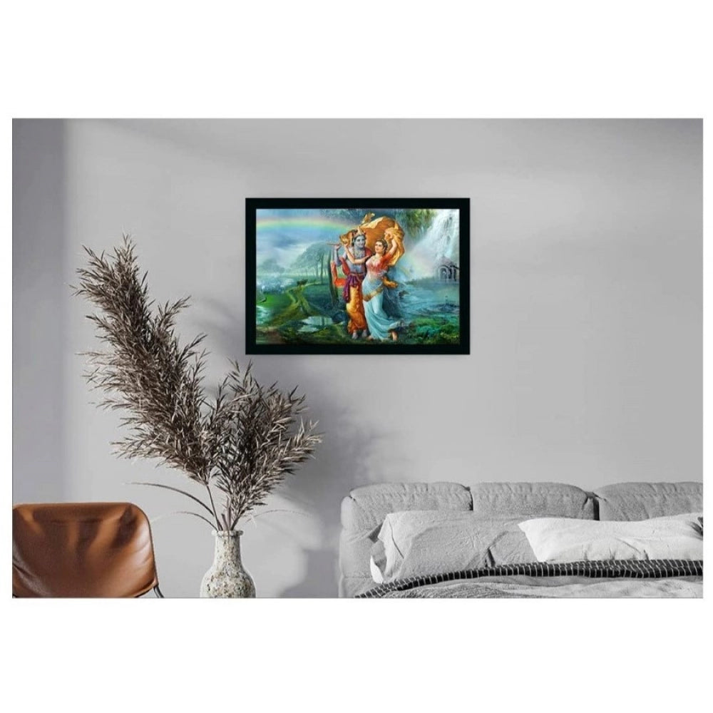 Amfyn Radha Krishna Painting with Synthetic Photo Frame (Multicolor)
